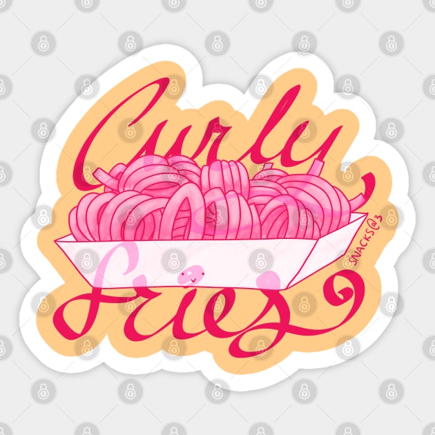 Curly Fries Words in PINK Sticker by Snacks At 3